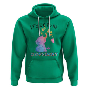 Autism Support Hoodie It's Ok To Be Different Cute Watercolor Elephant TS01 Irish Green Printyourwear