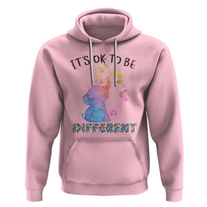 Autism Support Hoodie It's Ok To Be Different Cute Watercolor Elephant TS01 Light Pink Printyourwear