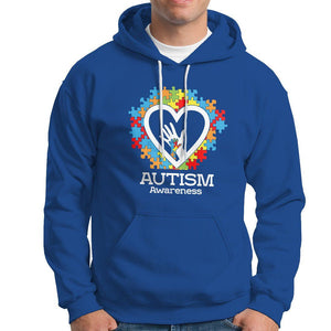 Autism Support Hoodie Jigsaw Puzzle Hand In Hand TS01 Royal Blue Printyourwear