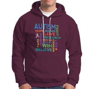 Autism Support Hoodie Warriors Fight Hope Love Courage Believe Win TS01 Maroon Printyourwear