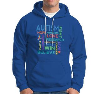 Autism Support Hoodie Warriors Fight Hope Love Courage Believe Win TS01 Royal Blue Printyourwear