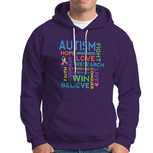 Autism Support Hoodie Warriors Fight Hope Love Courage Believe Win TS01 Purple Printyourwear