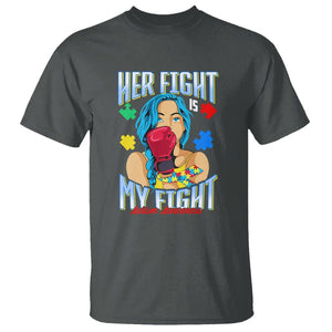 Autism Support T Shirt Her Fight is My Fight Autistic Warriors TS01 Dark Heather Printyourwear