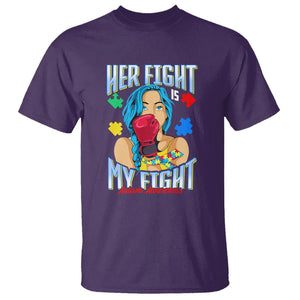 Autism Support T Shirt Her Fight is My Fight Autistic Warriors TS01 Purple Printyourwear