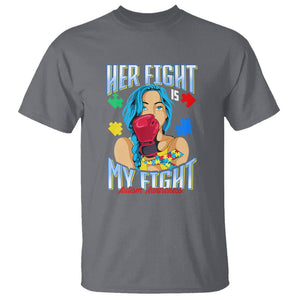 Autism Support T Shirt Her Fight is My Fight Autistic Warriors TS01 Charcoal Printyourwear