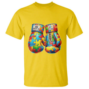 Autism Support T Shirt Her Fight is My Fight Jigsaw Puzzle Boxing Gloves TS01 Daisy Printyourwear