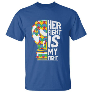 Autism Support T Shirt Her Fight is My Fight Warriors Jigsaw Puzzle Boxing Glove TS01 Royal Blue Printyourwear