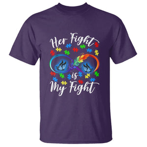 Autism Support T Shirt Her Fight Is My FightRainbow Infinity With Feather Butterflies TS01 Purple Printyourwear