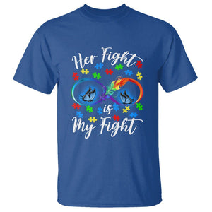 Autism Support T Shirt Her Fight Is My FightRainbow Infinity With Feather Butterflies TS01 Royal Blue Printyourwear