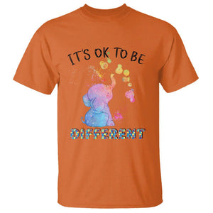 Autism Support T Shirt It's Ok To Be Different Cute Watercolor Elephant TS01 Orange Printyourwear