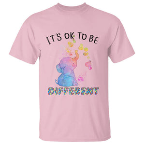 Autism Support T Shirt It's Ok To Be Different Cute Watercolor Elephant TS01 Light Pink Printyourwear