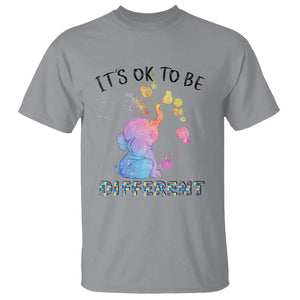 Autism Support T Shirt It's Ok To Be Different Cute Watercolor Elephant TS01 Sport Gray Printyourwear