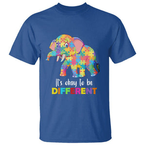 Autism T Shirt It's Okay To Be Different Elephant TS01 Royal Blue Printyourwear