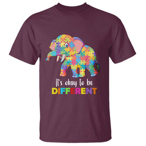 Autism T Shirt It's Okay To Be Different Elephant TS01 Maroon Printyourwear