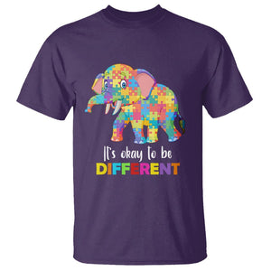 Autism T Shirt It's Okay To Be Different Elephant TS01 Purple Printyourwear