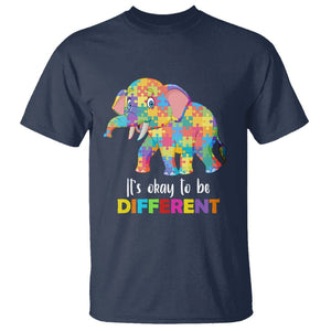 Autism T Shirt It's Okay To Be Different Elephant TS01 Navy Printyourwear