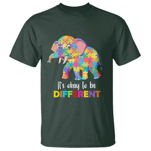 Autism T Shirt It's Okay To Be Different Elephant TS01 Dark Forest Green Printyourwear