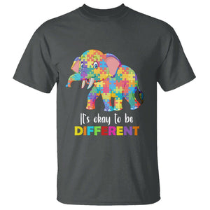 Autism T Shirt It's Okay To Be Different Elephant TS01 Dark Heather Printyourwear