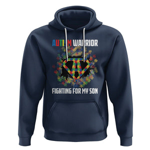 Autism Warrior Fighting For My Son Mom Dad Parents Hoodie TS09 Navy Printyourwear