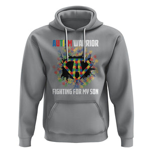 Autism Warrior Fighting For My Son Mom Dad Parents Hoodie TS09 Sport Gray Printyourwear