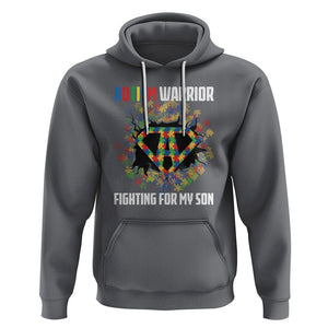 Autism Warrior Fighting For My Son Mom Dad Parents Hoodie TS09 Charcoal Printyourwear