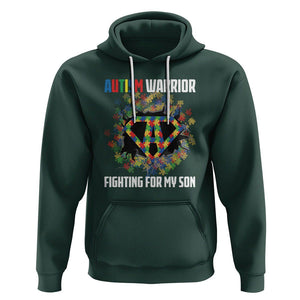 Autism Warrior Fighting For My Son Mom Dad Parents Hoodie TS09 Dark Forest Green Printyourwear