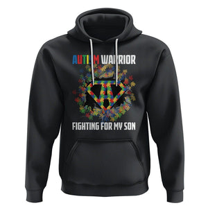 Autism Warrior Fighting For My Son Mom Dad Parents Hoodie TS09 Black Printyourwear