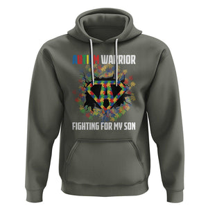 Autism Warrior Fighting For My Son Mom Dad Parents Hoodie TS09 Military Green Printyourwear