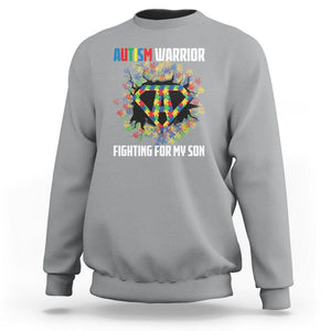 Autism Warrior Fighting For My Son Mom Dad Parents Sweatshirt TS09 Sport Gray Printyourwear