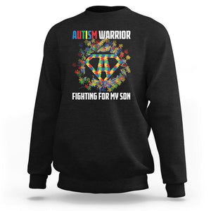 Autism Warrior Fighting For My Son Mom Dad Parents Sweatshirt TS09 Black Printyourwear