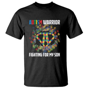 Autism Warrior Fighting For My Son Mom Dad Parents T Shirt TS09 Black Printyourwear