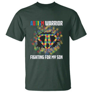 Autism Warrior Fighting For My Son Mom Dad Parents T Shirt TS09 Dark Forest Green Printyourwear