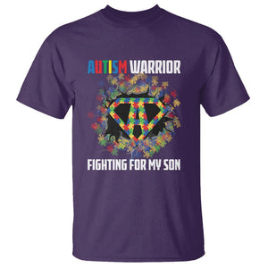 Autism Warrior Fighting For My Son Mom Dad Parents T Shirt TS09 Purple Printyourwear