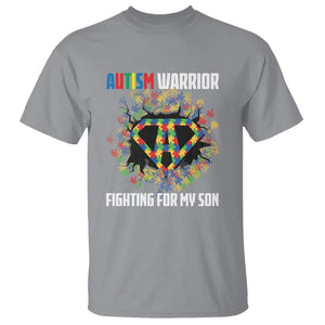 Autism Warrior Fighting For My Son Mom Dad Parents T Shirt TS09 Sport Gray Printyourwear