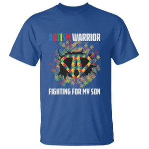 Autism Warrior Fighting For My Son Mom Dad Parents T Shirt TS09 Royal Blue Printyourwear