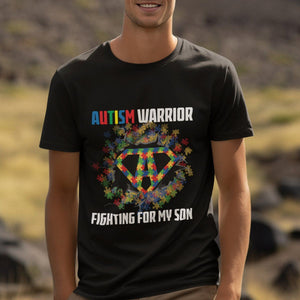 Autism Warrior Fighting For My Son Mom Dad Parents T Shirt TS09 Printyourwear