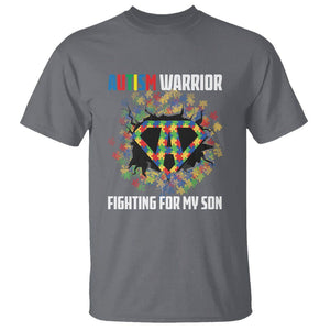 Autism Warrior Fighting For My Son Mom Dad Parents T Shirt TS09 Charcoal Printyourwear