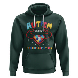 Autism Warrior Superhero Fighting For My Son Mom Dad Parents Hoodie TS09 Dark Forest Green Printyourwear