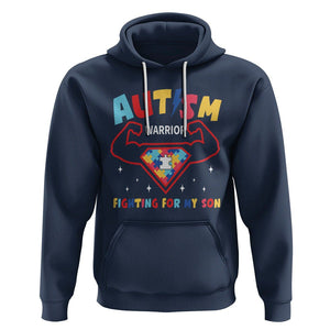 Autism Warrior Superhero Fighting For My Son Mom Dad Parents Hoodie TS09 Navy Printyourwear