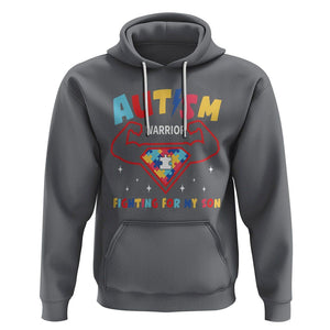 Autism Warrior Superhero Fighting For My Son Mom Dad Parents Hoodie TS09 Charcoal Printyourwear