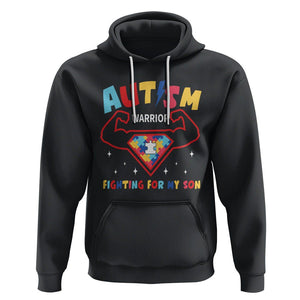 Autism Warrior Superhero Fighting For My Son Mom Dad Parents Hoodie TS09 Black Printyourwear