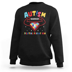 Autism Warrior Superhero Fighting For My Son Mom Dad Parents Sweatshirt TS09 Black Printyourwear