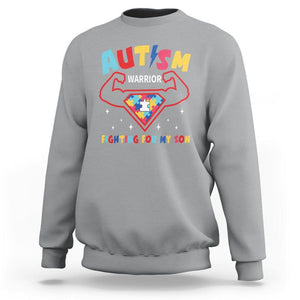 Autism Warrior Superhero Fighting For My Son Mom Dad Parents Sweatshirt TS09 Sport Gray Printyourwear