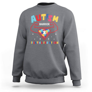 Autism Warrior Superhero Fighting For My Son Mom Dad Parents Sweatshirt TS09 Charcoal Printyourwear