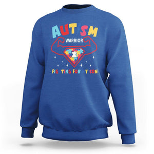 Autism Warrior Superhero Fighting For My Son Mom Dad Parents Sweatshirt TS09 Royal Blue Printyourwear