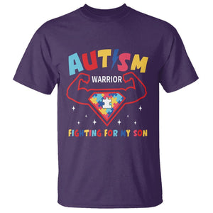 Autism Warrior Superhero Fighting For My Son Mom Dad Parents T Shirt TS09 Purple Printyourwear