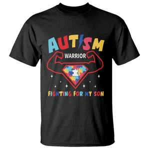 Autism Warrior Superhero Fighting For My Son Mom Dad Parents T Shirt TS09 Black Printyourwear