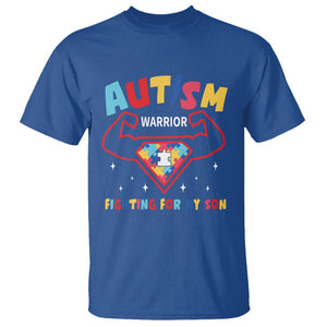 Autism Warrior Superhero Fighting For My Son Mom Dad Parents T Shirt TS09 Royal Blue Printyourwear