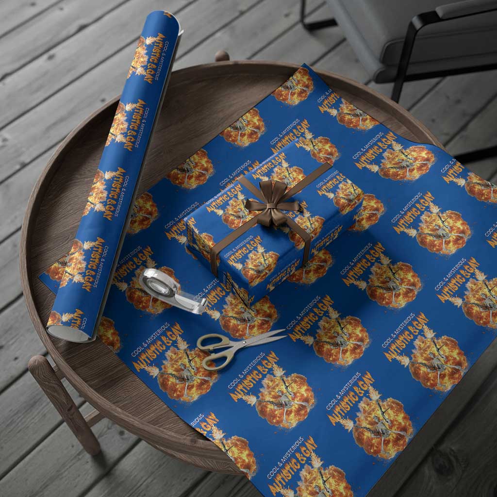 Autistic And Gay Skeleton Explosion Wrapping Paper Roll TS10 Blue Print Your Wear