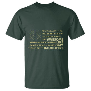 Awesome Like My Daughters T Shirt Parents' Day Camo American Flag TS02 Dark Forest Green Print Your Wear